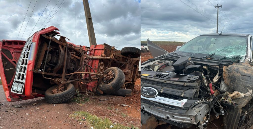 Colisão frontal entre caminhonete e SUV mobiliza Samu na estrada entre Missal e Itaipulândia