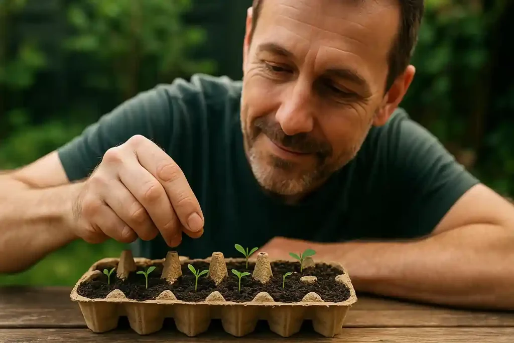 Bandeja de ovos ajuda a germinar sementes mais rápido