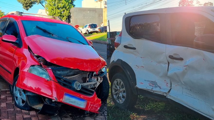 Mobi e Fox colidem no bairro Santa Cruz em Cascavel