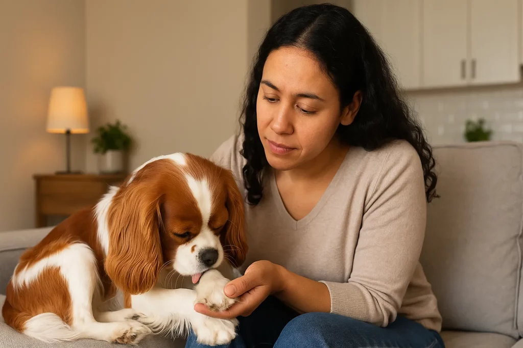 O que significa quando seu cachorro está lambendo muito as patas