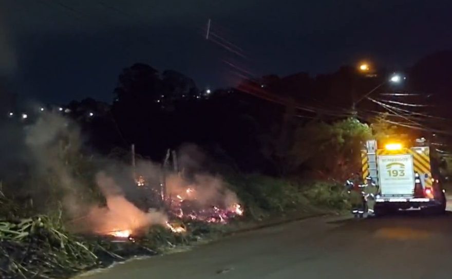 Bombeiros combatem incêndio em vegetação no Bairro Universitário