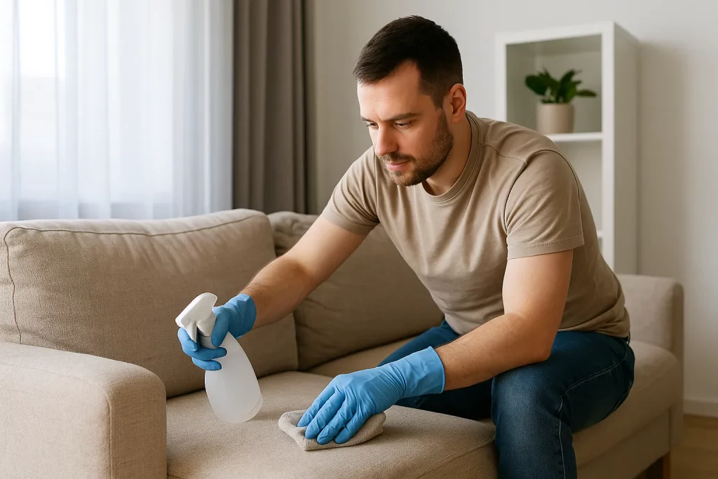 Como limpar sofá com mistura caseira de detergente e vinagre