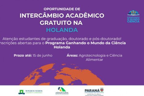 Programa Ganhando o Mundo da Ciência abre inscrições para intercâmbio na Holanda Imagem referente a Programa Ganhando o Mundo da Ciência abre inscrições para intercâmbio na Holanda