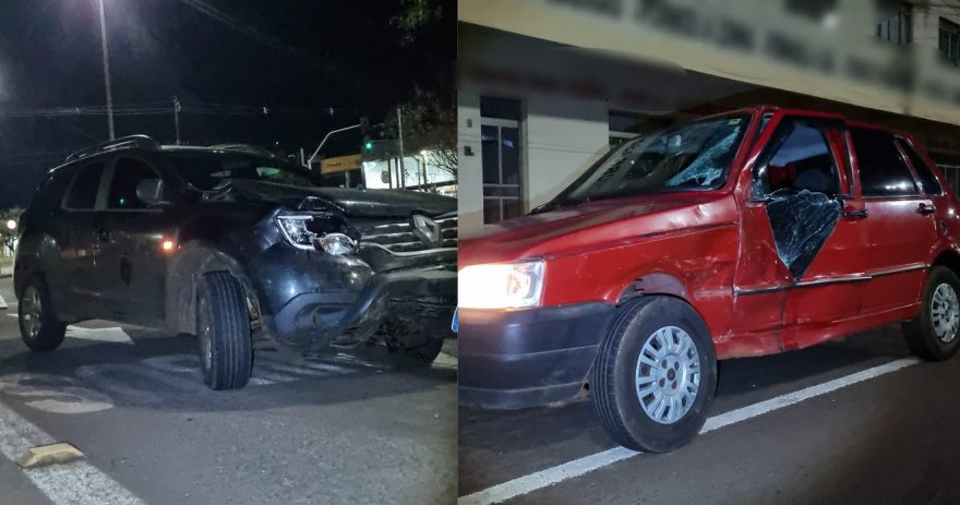 Vidro de Uno quebra em forte colisão contra Duster na Avenida Tancredo Neves