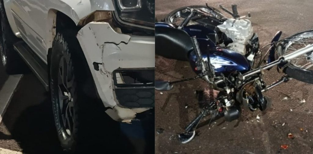 Em Toledo, condutor abandona Amarok e foge após acidente que deixou motociclista ferido