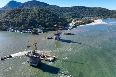 Ponte de Guaratuba chega a 60% de execução com avanço nas obras dos acessos Imagem referente a Ponte de Guaratuba chega a 60% de execução com avanço nas obras dos acessos