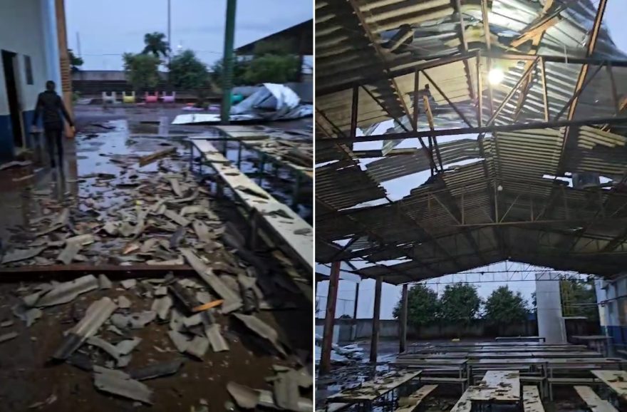 Temporal causa estragos no Colégio João Paulo II em Realeza, no Sudoeste