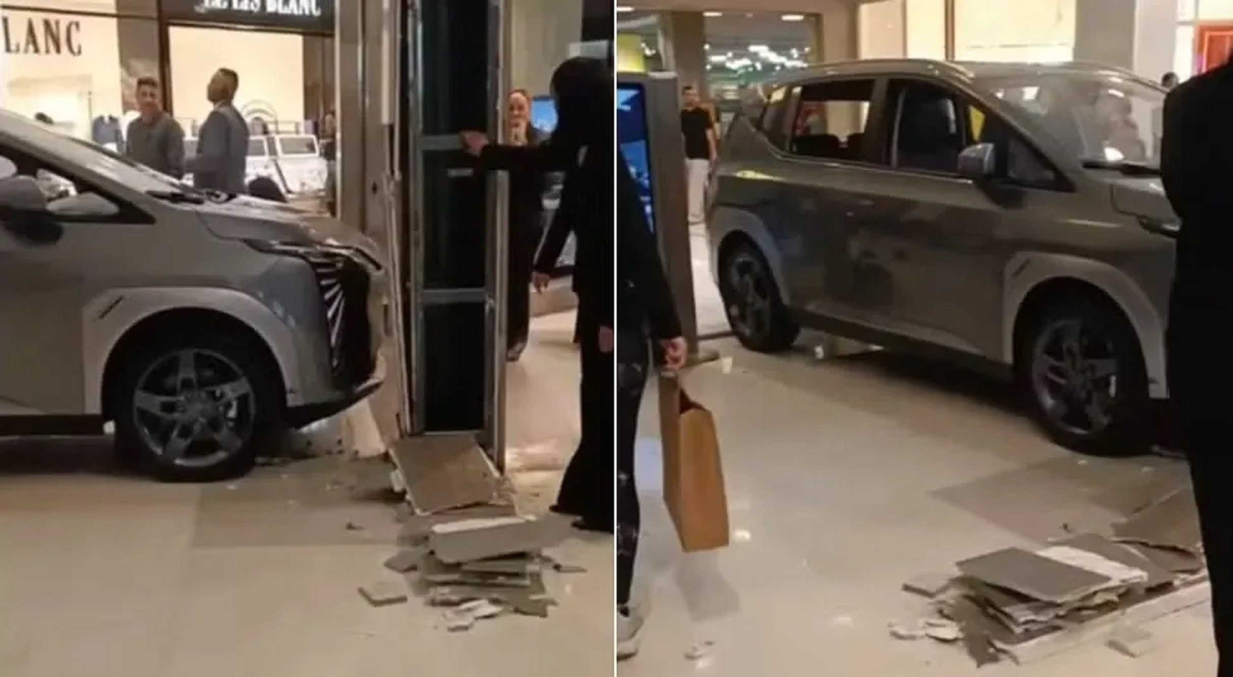 Passeio caro! Criança bate carro elétrico de R$ 180 mil que estava exposto em shopping