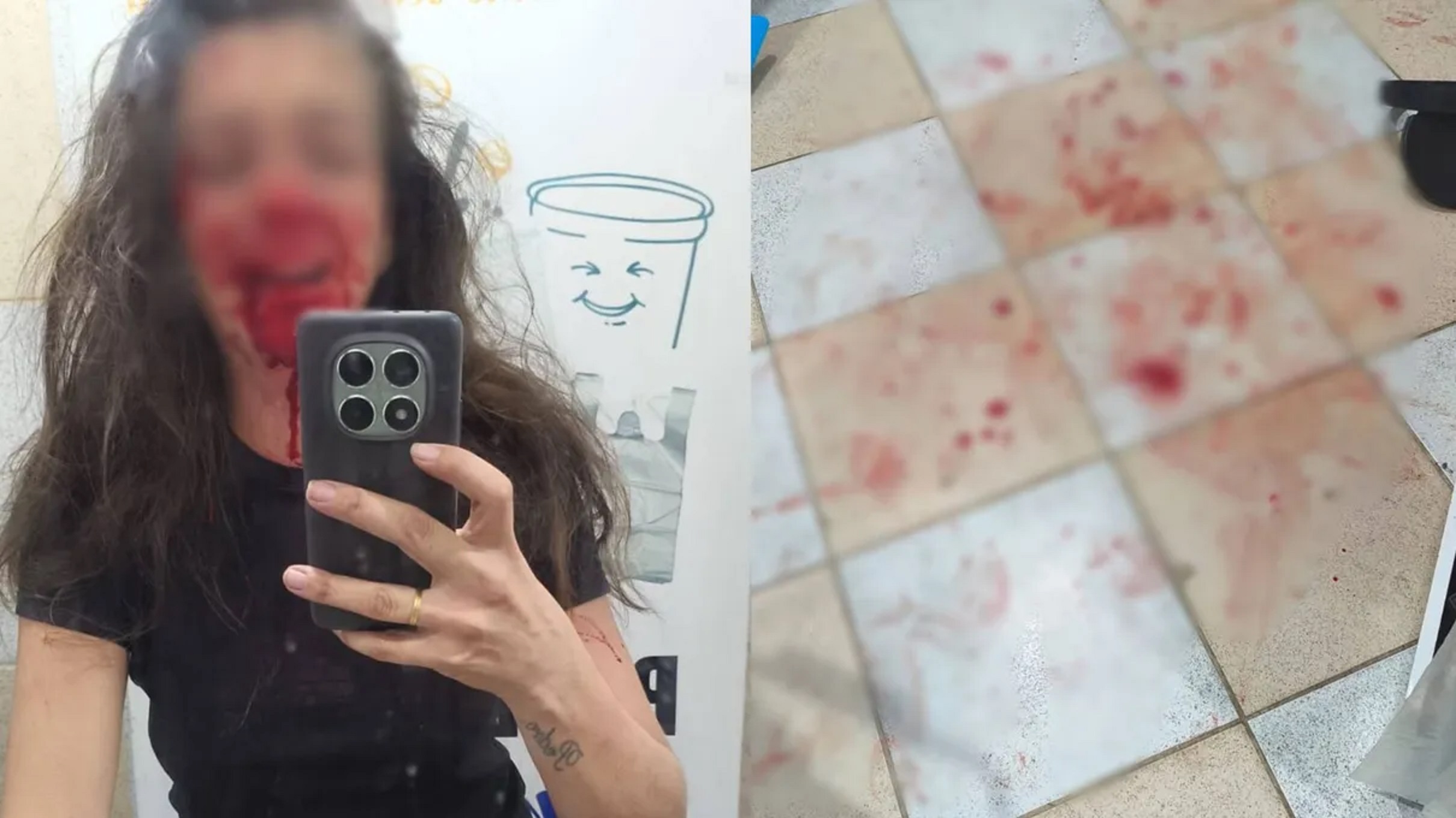 Mulher amamentando é brutalmente espancada durante assalto em loja Mulher amamentando é brutalmente espancada durante assalto em loja