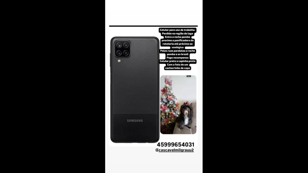 Foi perdido celular da marca Samsung na Região do Lago