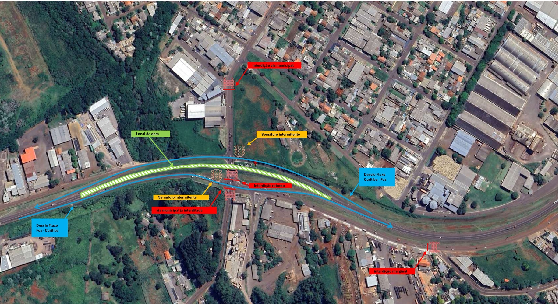Atenção! Concessionária realizará obra no Viaduto da Petrocon com alterações de fluxo e bloqueios