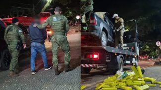 Maconha apreendida! Homem preso em ação conjunta da PM é levado à Polícia Federal