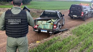 Com apoio de helicóptero, Polícia Militar apreende 700 quilos de maconha no Oeste do Paraná