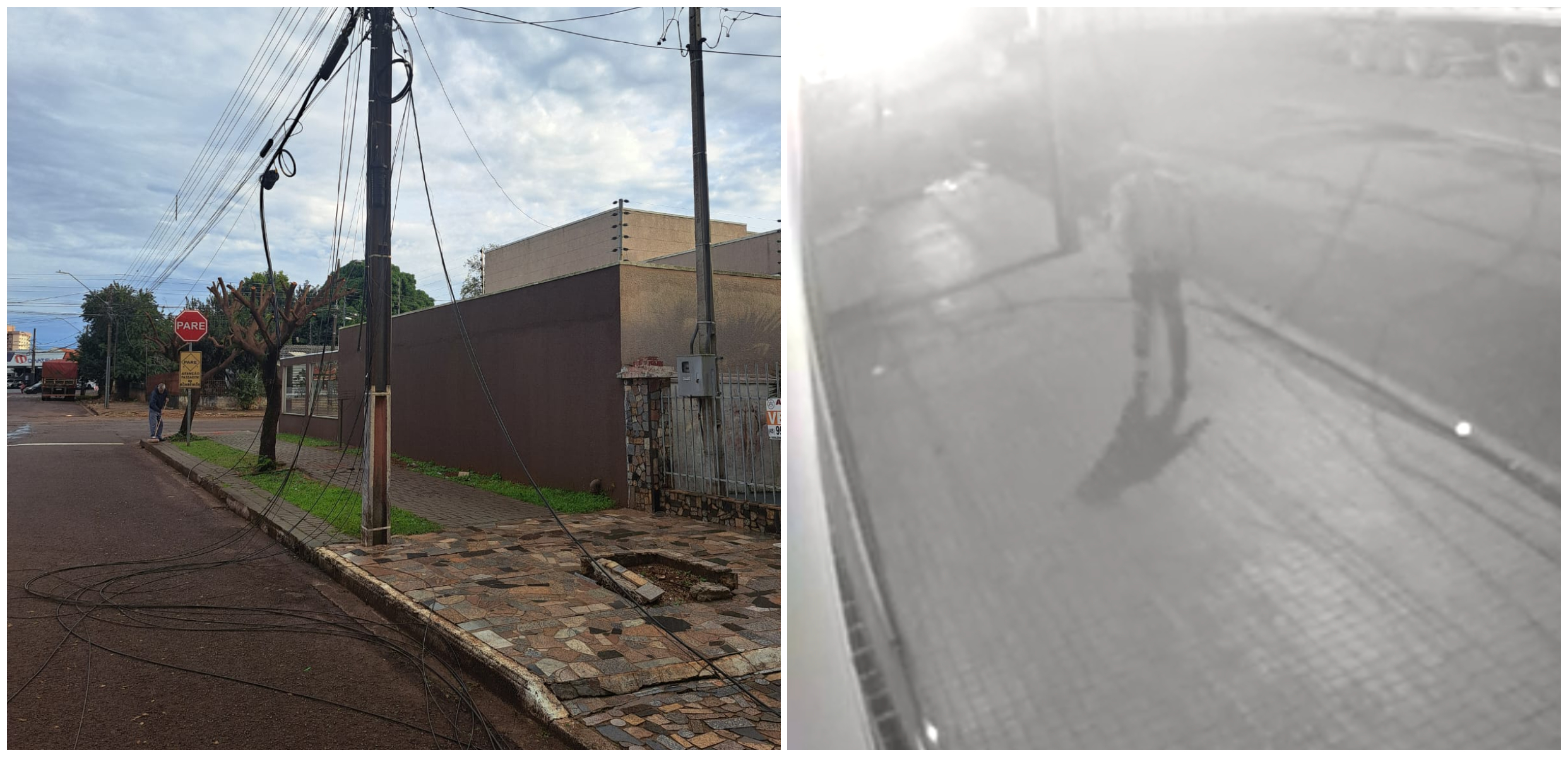 Sem cobre! Câmeras flagram ação de bandido furtando cabos de telefonia