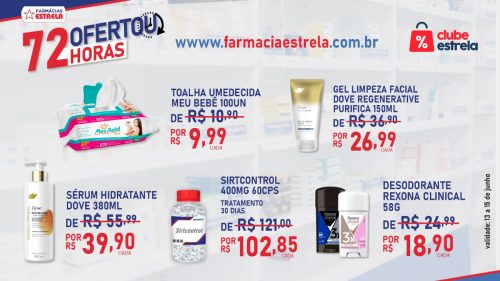 Fim de semana terá descontos em produtos de higiene e saúde nas Farmácias Estrela Fim de semana terá descontos em produtos de higiene e saúde nas Farmácias Estrela