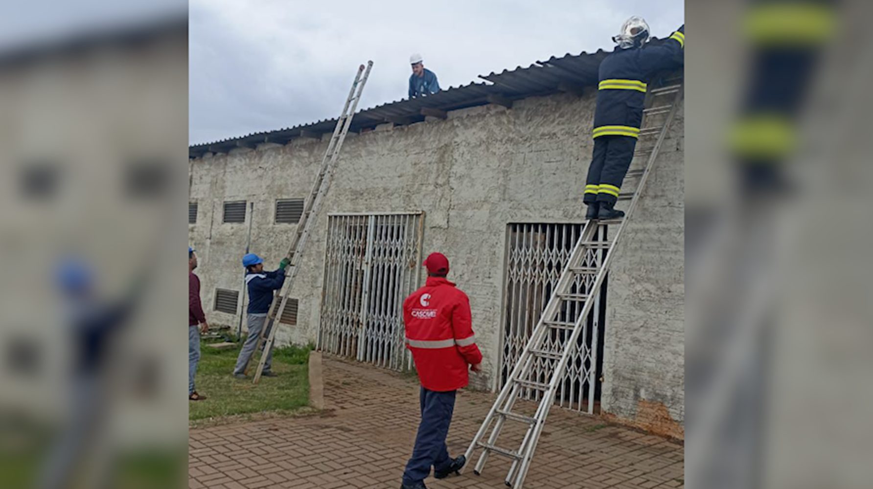 Ventania de 65 km/h causa destelhamento na casa de força do aeroporto