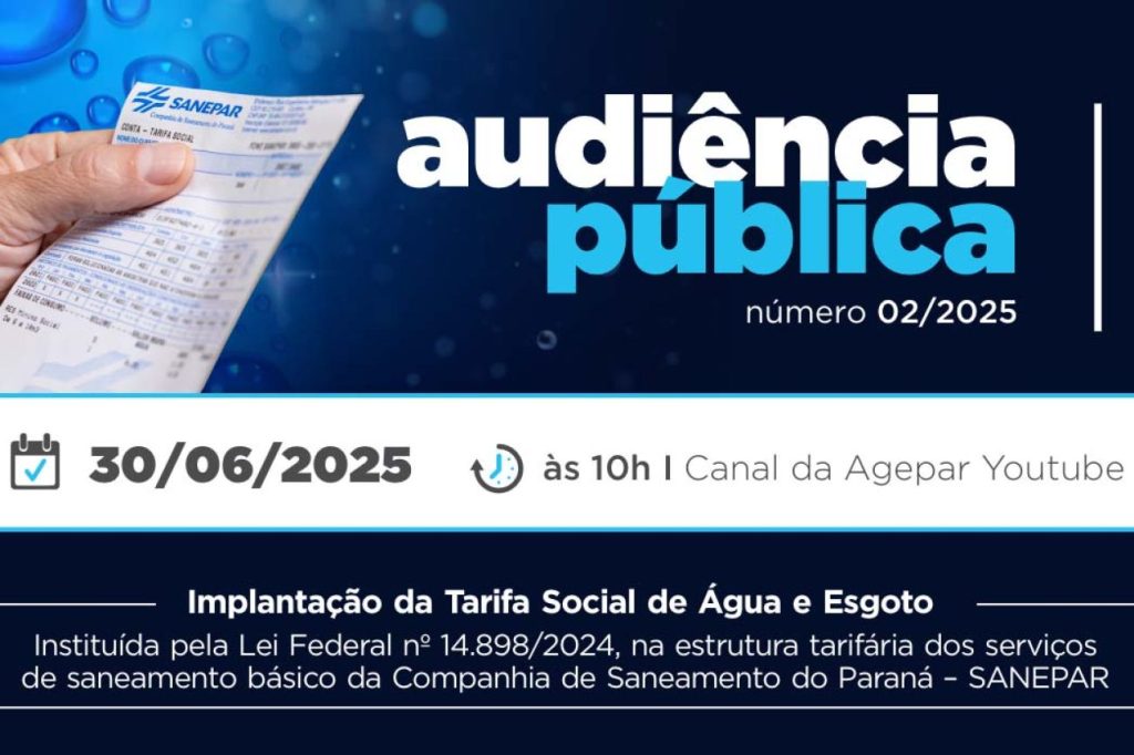 Inscrições para audiência pública da Tarifa Social de saneamento estão abertas