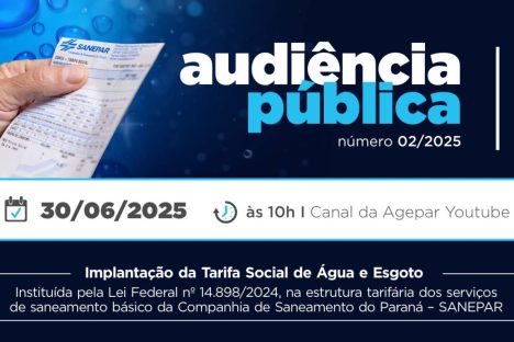 Imagem referente a Inscrições para audiência pública da Tarifa Social de saneamento estão abertas