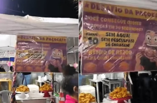 “Desafio da Paçoca”: mulher é internada após se engasgar em quermesse “Desafio da Paçoca”: mulher é internada após se engasgar em quermesse