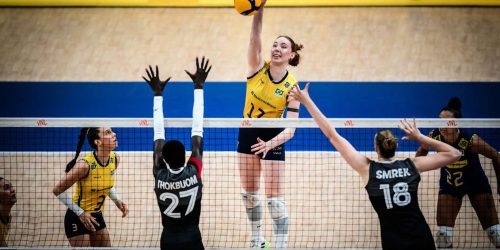 Seleção feminina de vôlei sofre, mas bate Canadá na Liga das Nações Imagem referente a Seleção feminina de vôlei sofre, mas bate Canadá na Liga das Nações