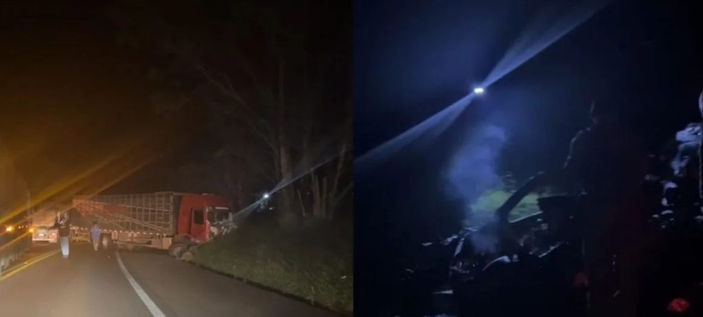 Grave acidente entre caminhão e carro na BR-277 deixa ao menos uma vítima fatal