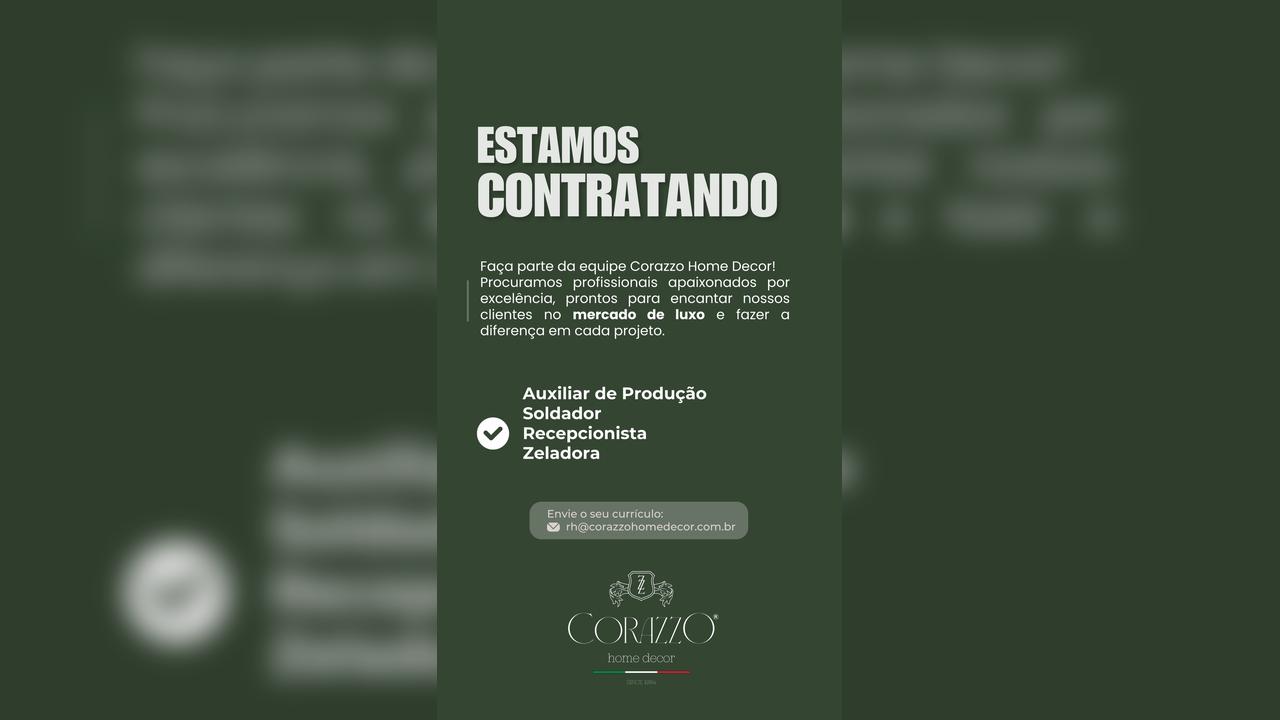 Corazzo Home Decor abre vagas de emprego em Cascavel para diferentes áreas