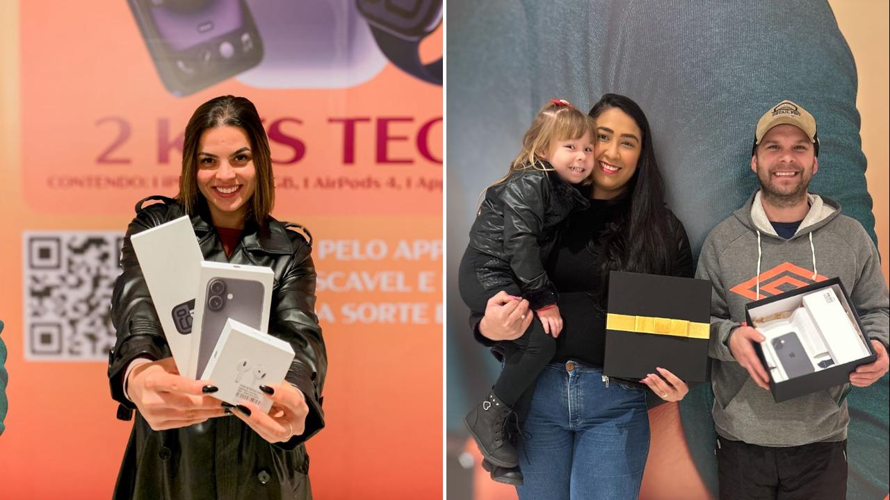 Catuaí Cascavel entrega prêmio tech da Apple a ganhadores de sorteio
