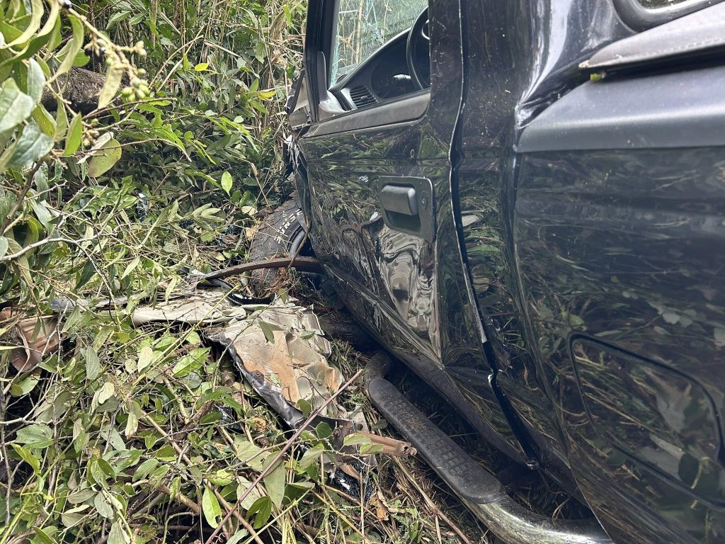 Condutor perde controle, sai da pista e bate caminhonete contra árvore na PR-880