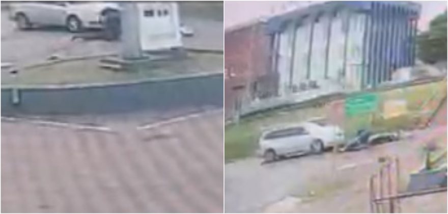 Câmeras registram acidente que deixou casal ferido na marginal da BR-277
