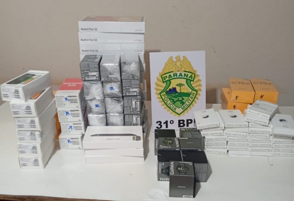 PM apreende quase R$ 80 mil em eletrônicos contrabandeados em Jesuítas