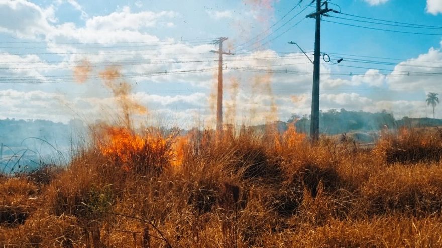 Incêndio toma conta de área de vegetação no Universitário