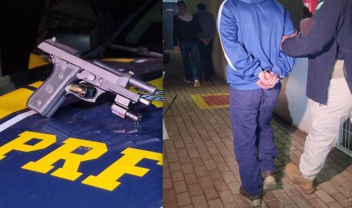 Após denúncia de assalto, PRF detém dupla e apreende pistola na BR-277 Imagem referente a Após denúncia de assalto, PRF detém dupla e apreende pistola na BR-277