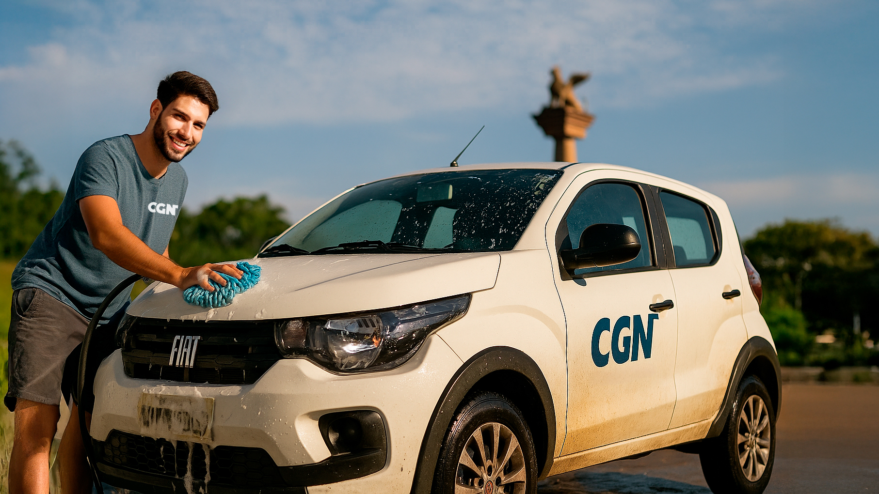 Sol firme e céu limpo em Cascacity: melhor dia para dar aquele banho no carro!