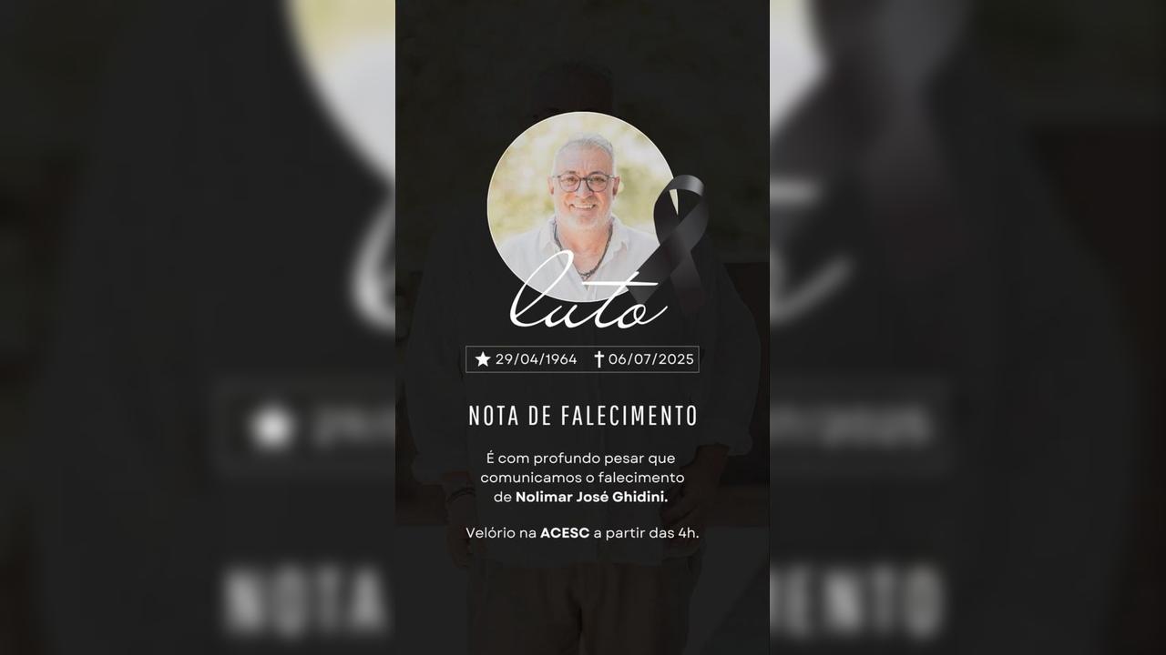Familiares comunicam o falecimento de Nolimar José Ghidini Familiares comunicam o falecimento de Nolimar José Ghidini