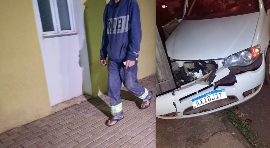 Homem de 51 anos colide veículo em poste na Rua Universitário, em frente à Unioeste