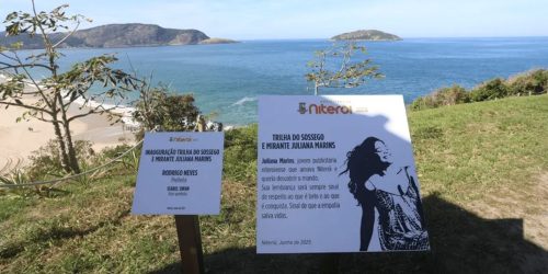 Placa em homenagem a Juliana Marins é inaugurada na Praia do Sossego Imagem referente a Placa em homenagem a Juliana Marins é inaugurada na Praia do Sossego