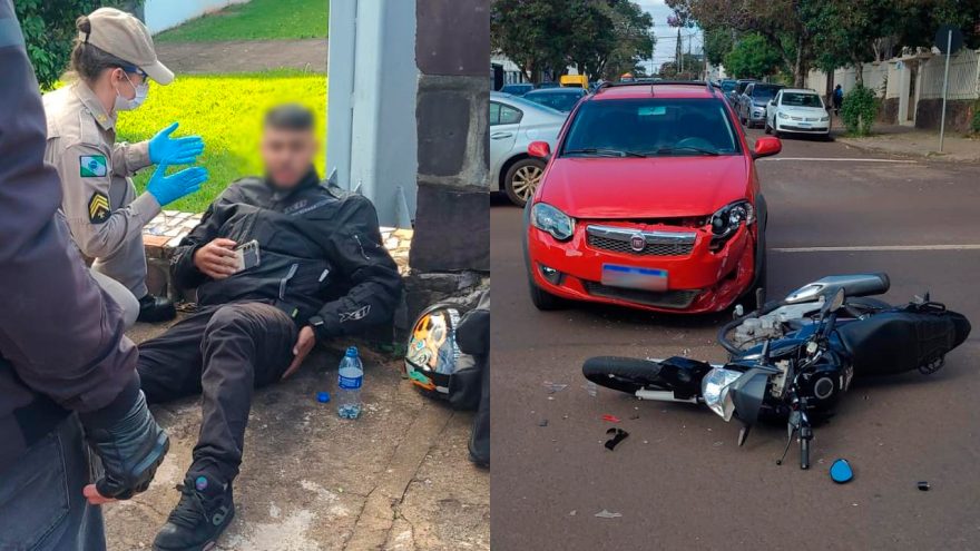 Motociclista fica ferido em acidente no Centro de Cascavel