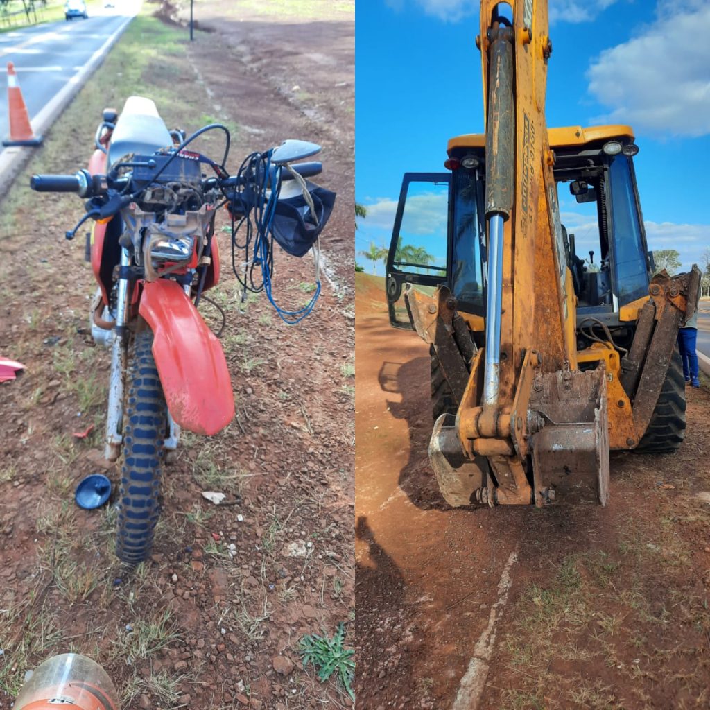 Motociclista fica gravemente ferido após colisão com retroescavadeira em Santa Tereza do Oeste
