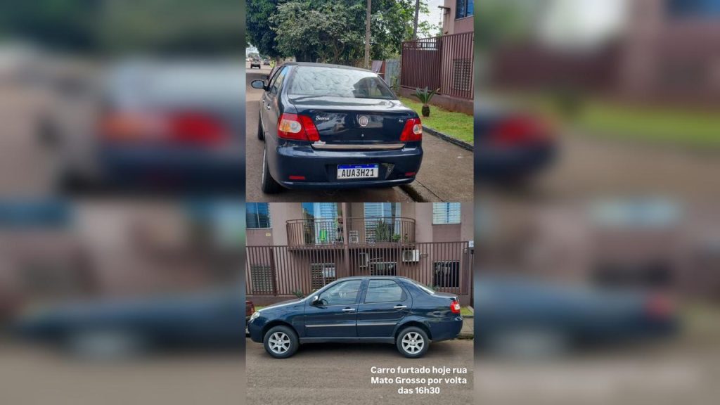 Veículo Siena é furtado na Rua Mato Grosso, em Cascavel