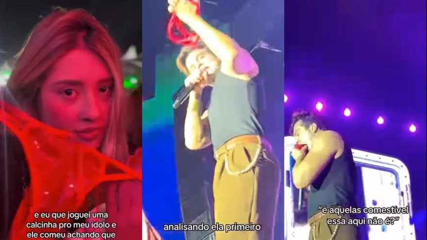 Luan Santana “come” calcinha de fã durante show e internautas criticam atitude