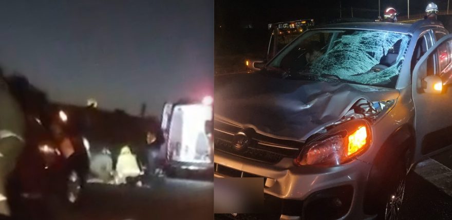 Pedestre é atropelado por carro na PRc-467, quebra a perna e é levado ao HUOP