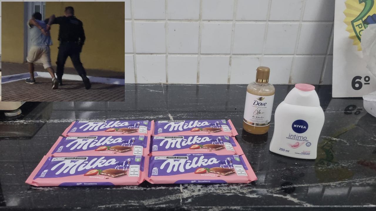 Homem furta chocolates, óleo de banho e sabonete íntimo em farmácia