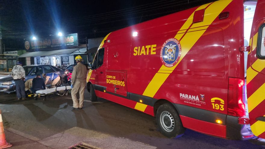 Colisão entre moto e Escort deixa homem ferido no Bairro Universitário
