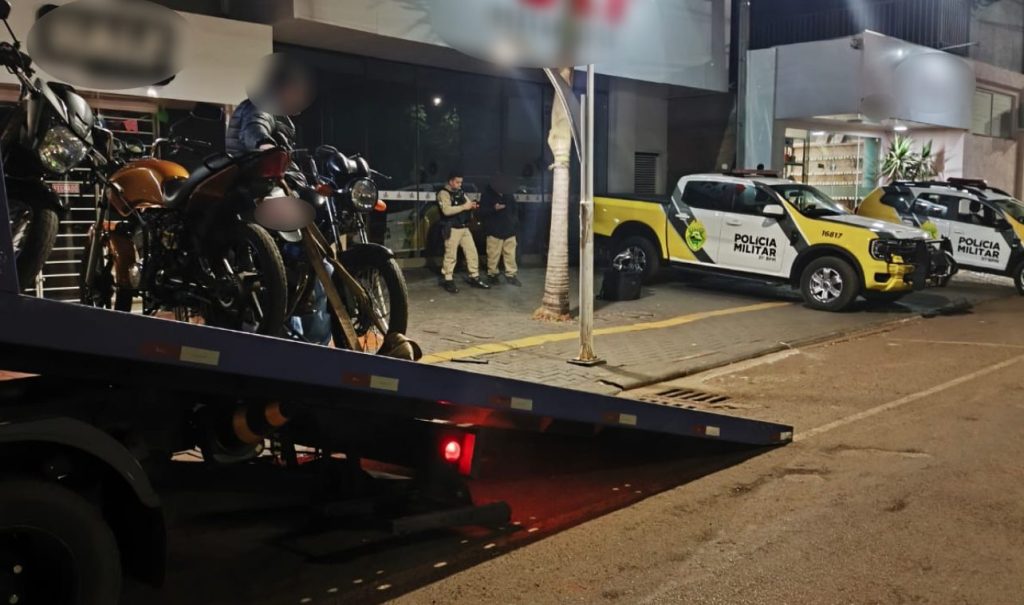 Polícia Militar recolhe três motocicletas durante fiscalização de trânsito em Cafelândia