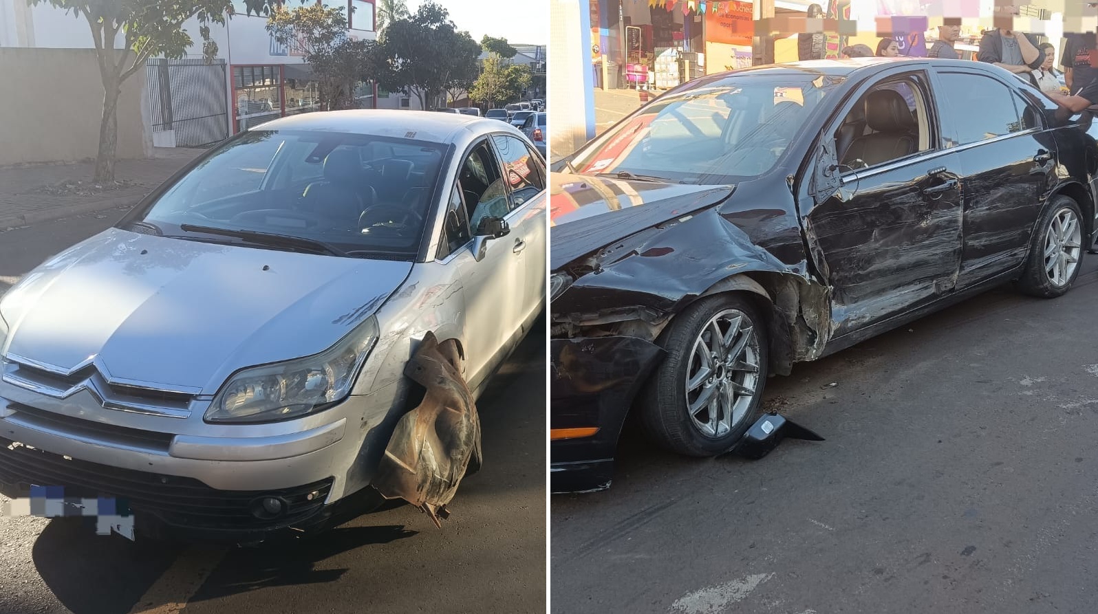 Ford Fusion e Citroen C4 se chocam de frente no Bairro Floresta