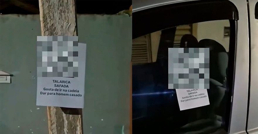 Cartazes polêmicos expõem “Talarica Safada” de presidiário e agitam bairro