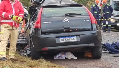 Imagem referente a Citroën C4 onde morreram pai e filhos tem placas de Penha/SC mas família seria da Região Oeste