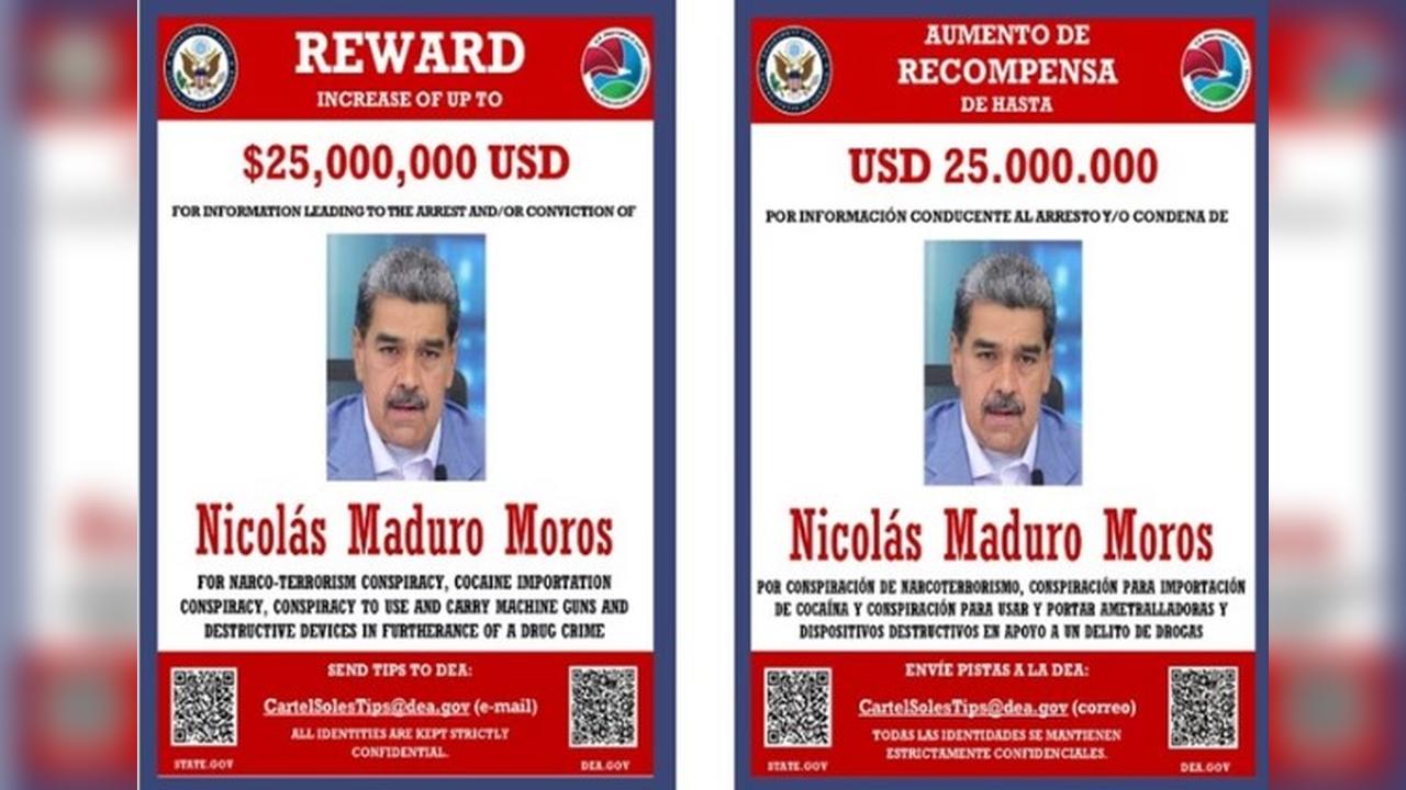 EUA anuncia recompensa de US$ 25 milhões por captura de Nicolás Maduro