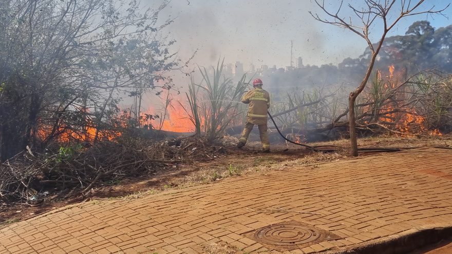 Mais um grande incêndio ambiental mobiliza equipes do Corpo de Bombeiros