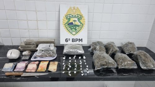 Ação do Pelotão de Choque resulta na apreensão de drogas na região norte de Cascavel Imagem referente a Ação do Pelotão de Choque resulta na apreensão de drogas na região norte de Cascavel
